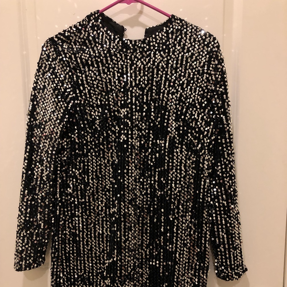 Black and Silver Sequin Dress